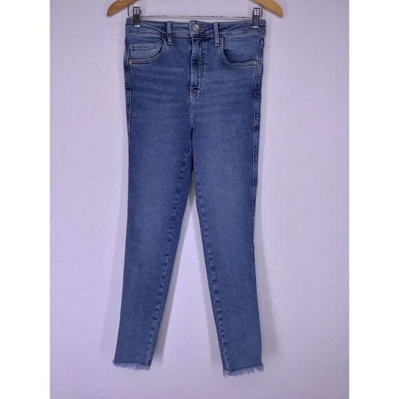 Free People We The Free Skinny Cropped High Rise Jeans Raw Hem Women's Size 29 - Picture 2 of 6